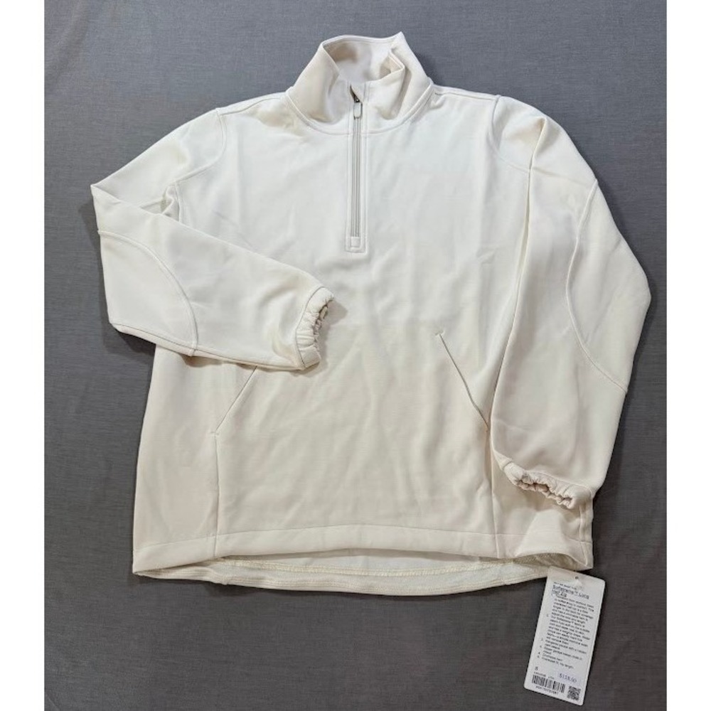 Lululemon‎ Softstreme Half Zip Pullover Brushed Cream Athletic Sweatshirt Size S